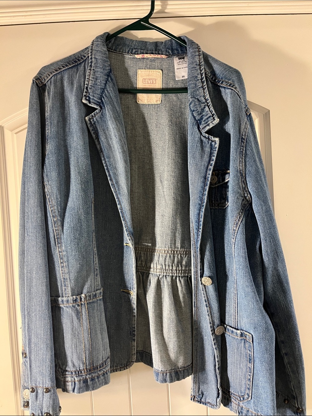 3X  plus size Levi's Light Blue Denim Blazer-Style Jean Jacket